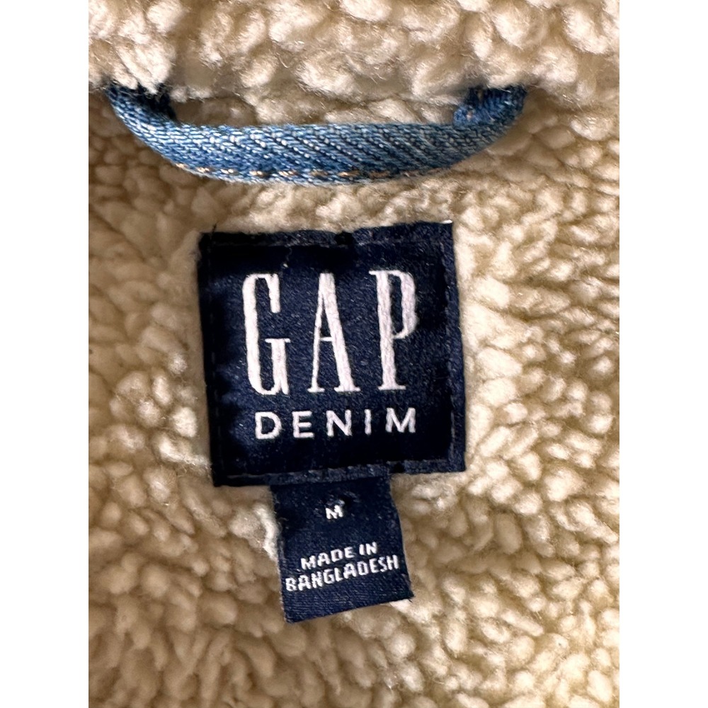 GAP Denim Sherpa Lined Trucker Jacket‎ Light Wash Blue Women's Size M - Picture 6 of 12